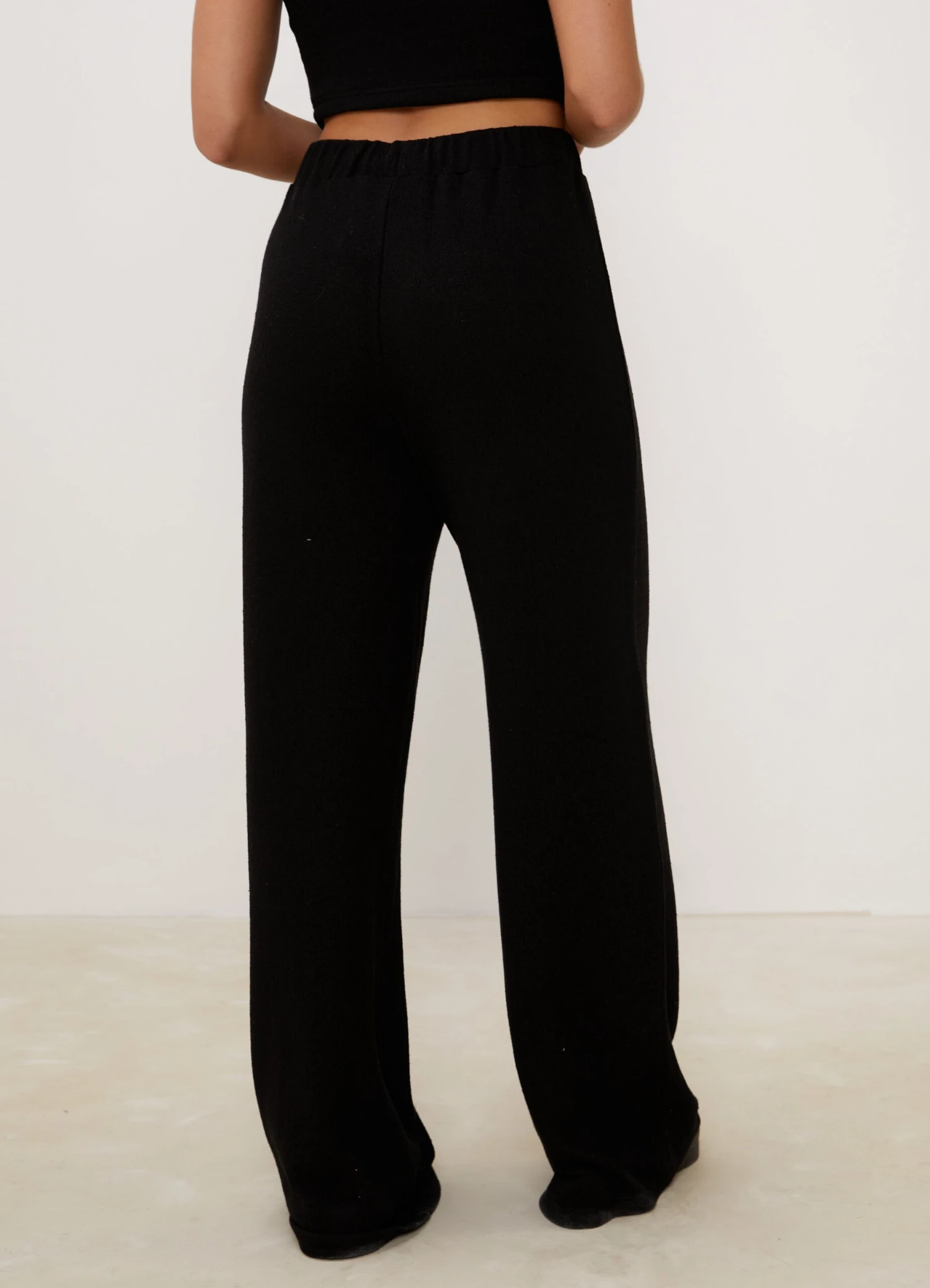 Gym King Signature Knit Wide Leg Trousers - Black - Image 5