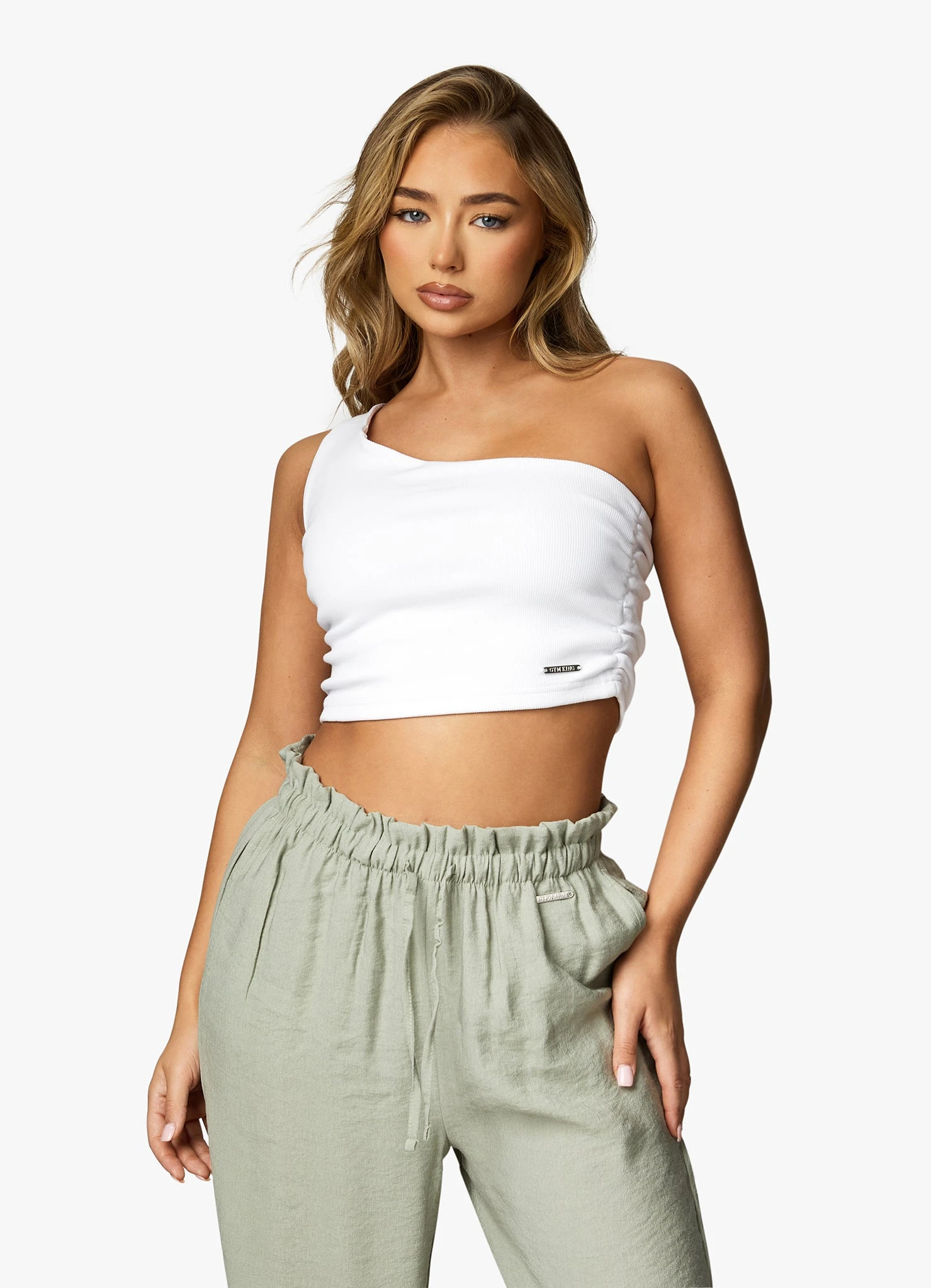 Gym King Asymmetric Crop - White - Image 10