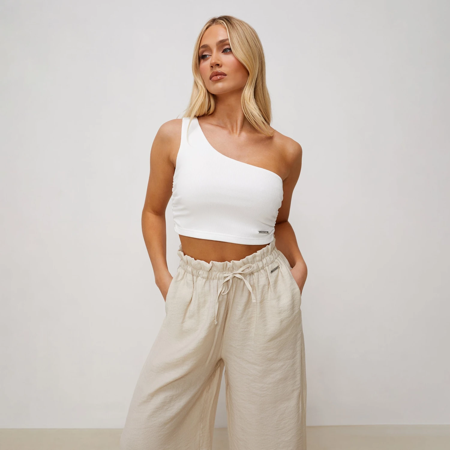 Gym King Asymmetric Crop - White - Image 2