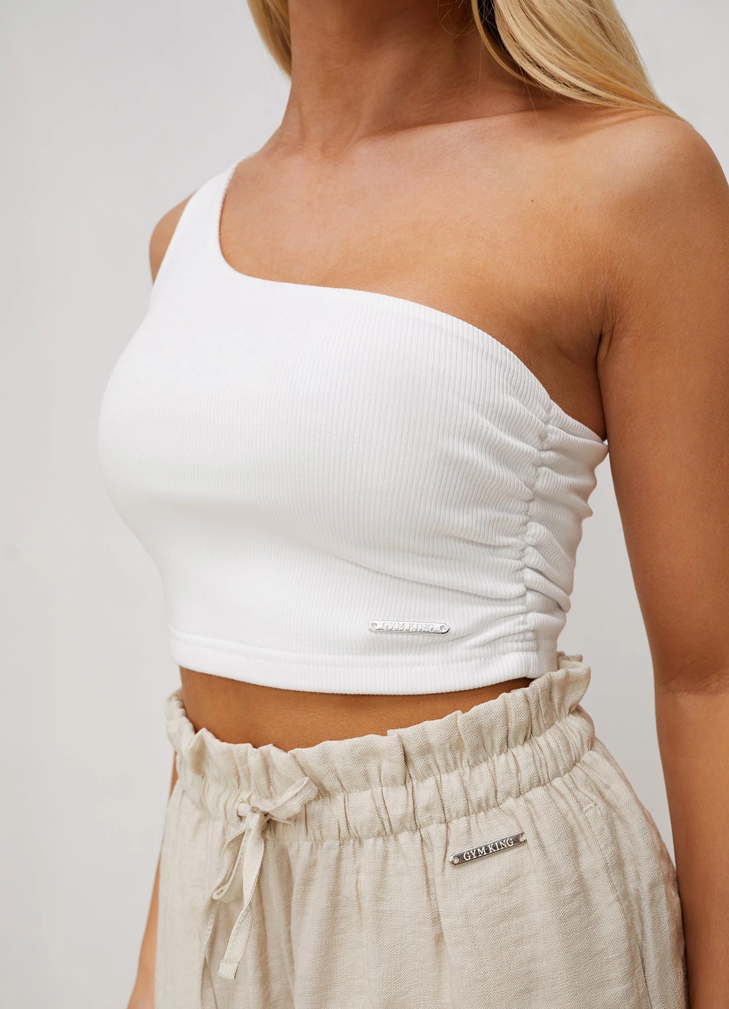 Gym King Asymmetric Crop - White - Image 4
