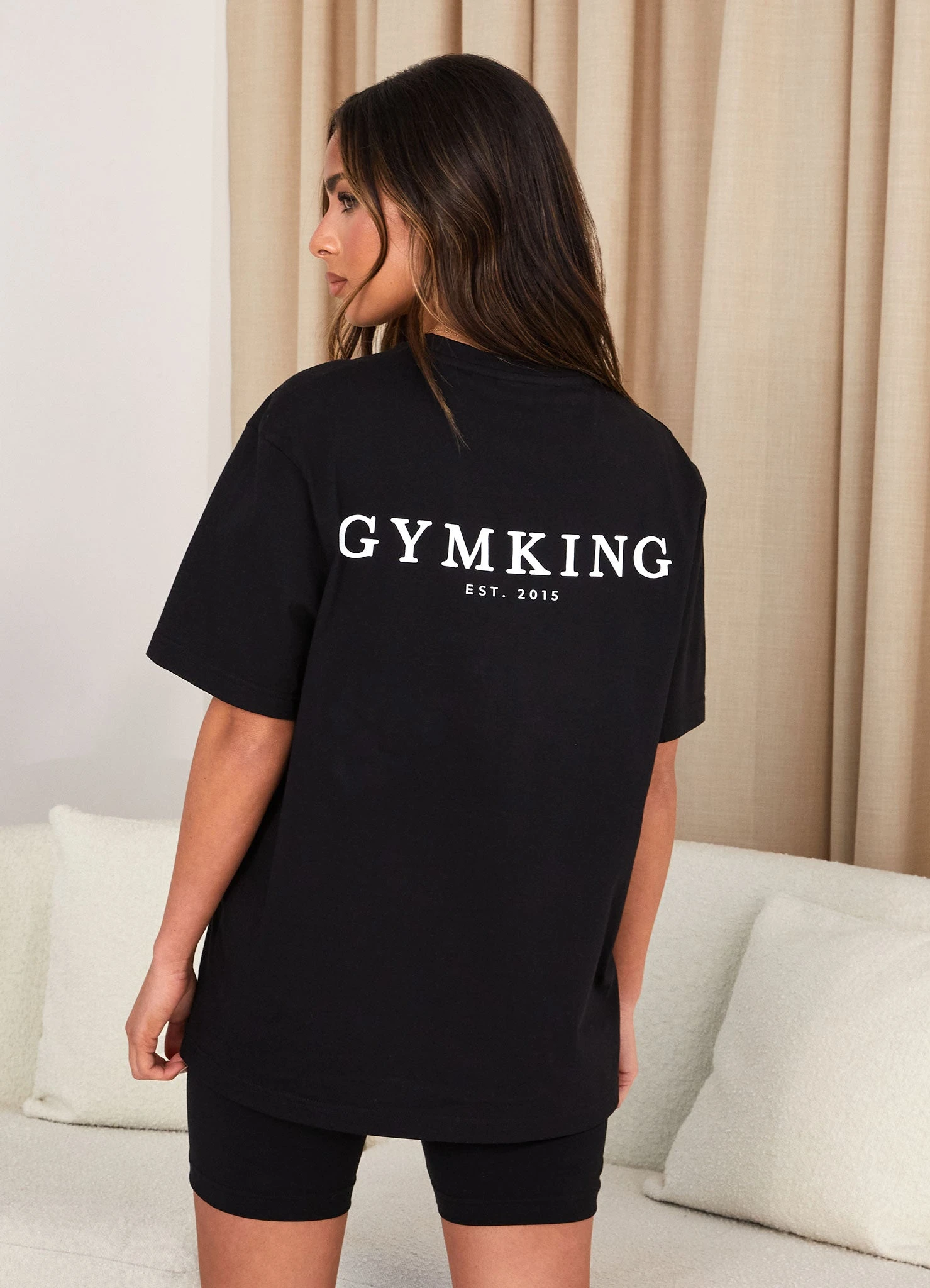 Gym King Established Boyfriend Tee - Black/White - Image 6