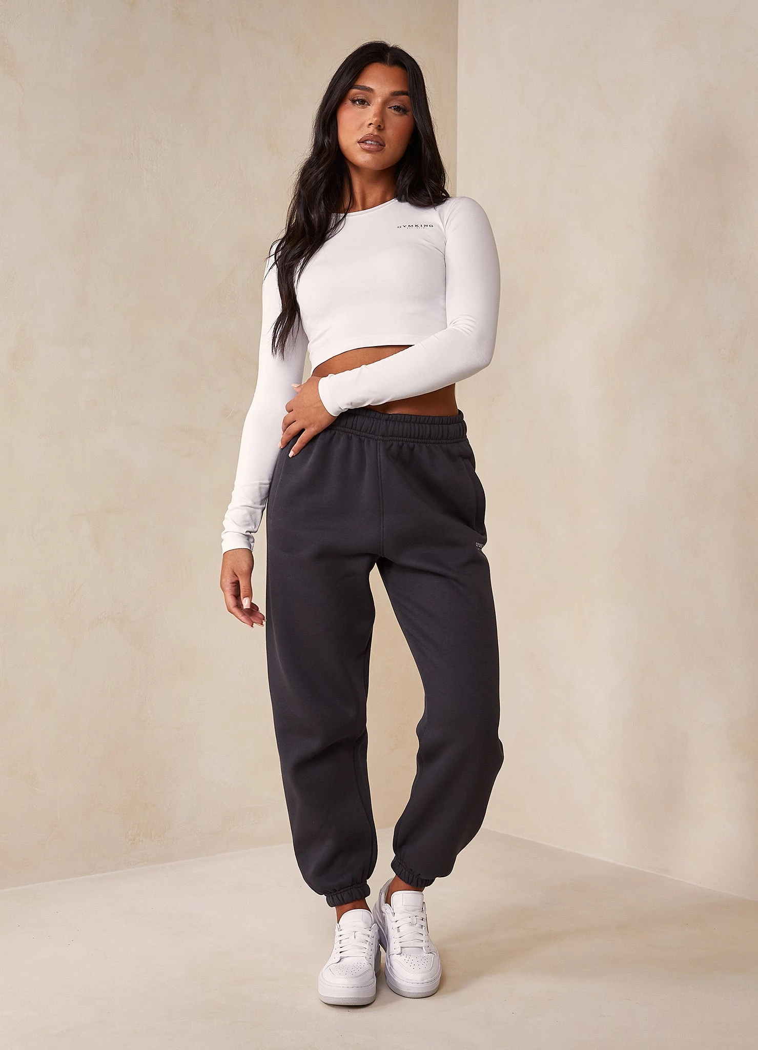 Gym King Established Relaxed Jogger - Dark Pewter/White - Image 6