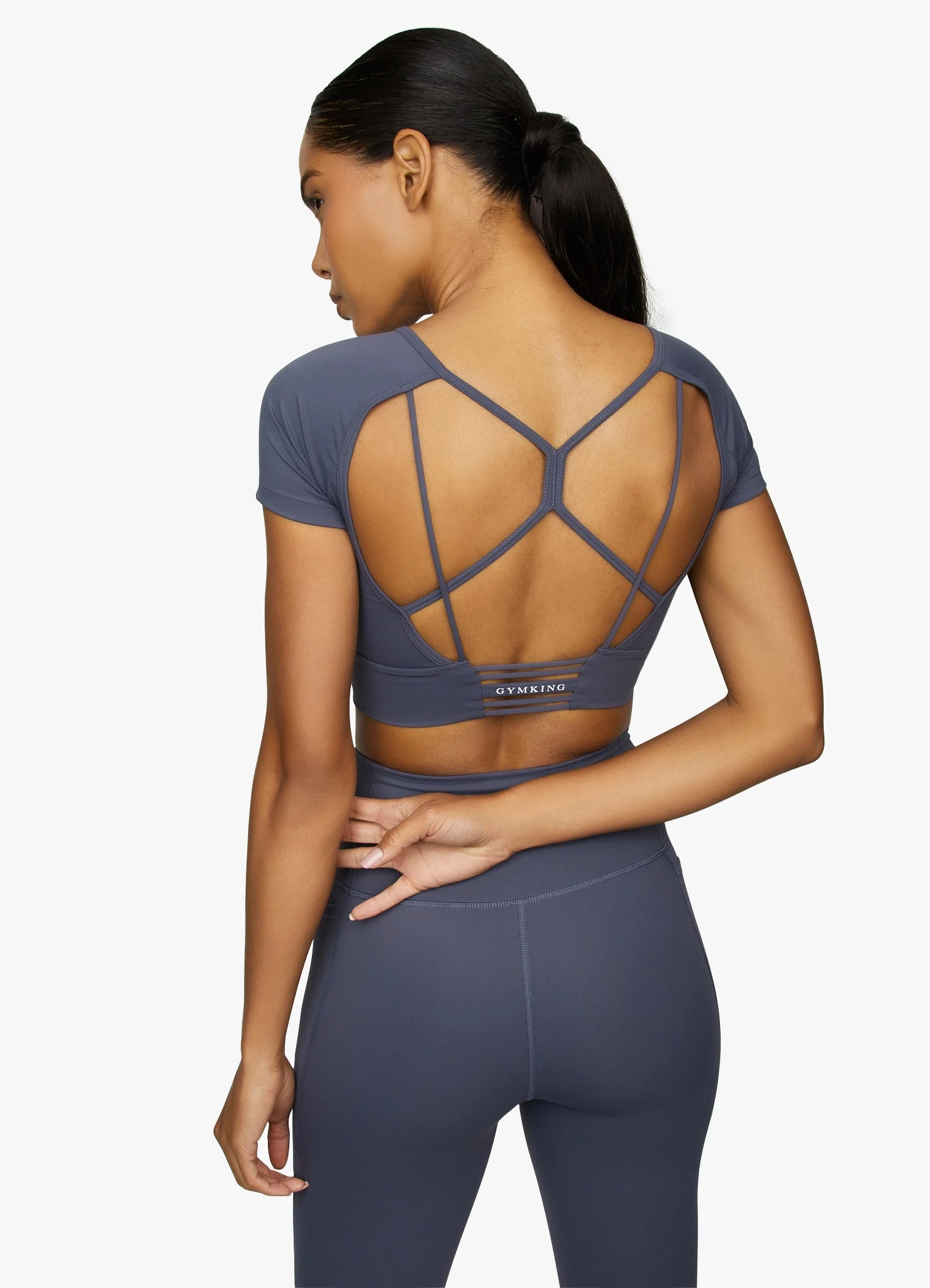 Gym King Dominate Cap Sleeve Crop Tee - Deep Navy - Image 3