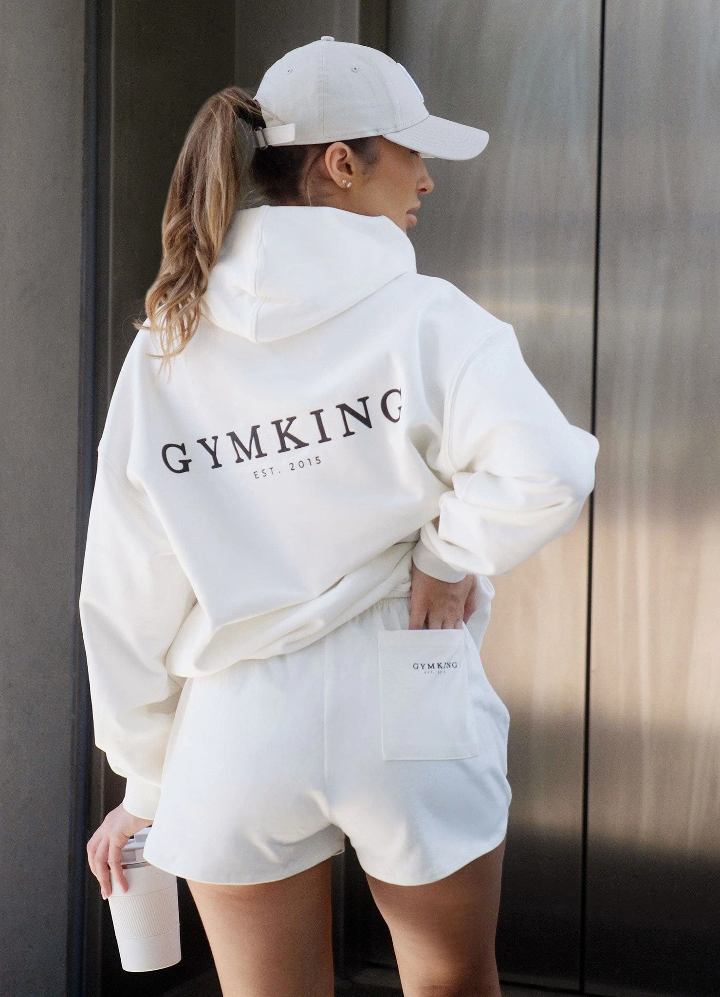Gym King Established Relaxed Fit Hood - Cream - Image 3