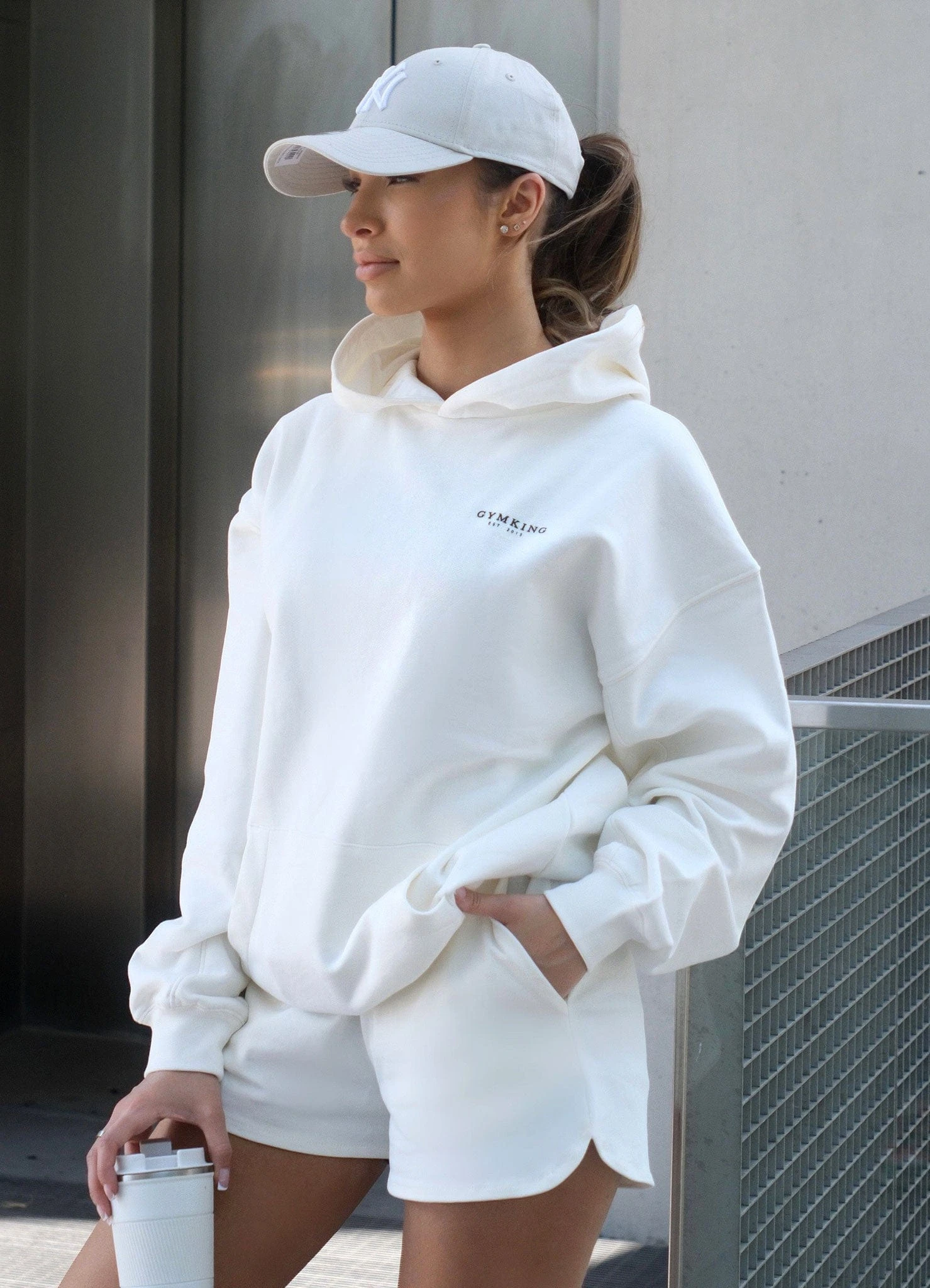 Gym King Established Relaxed Fit Hood - Cream - Image 4