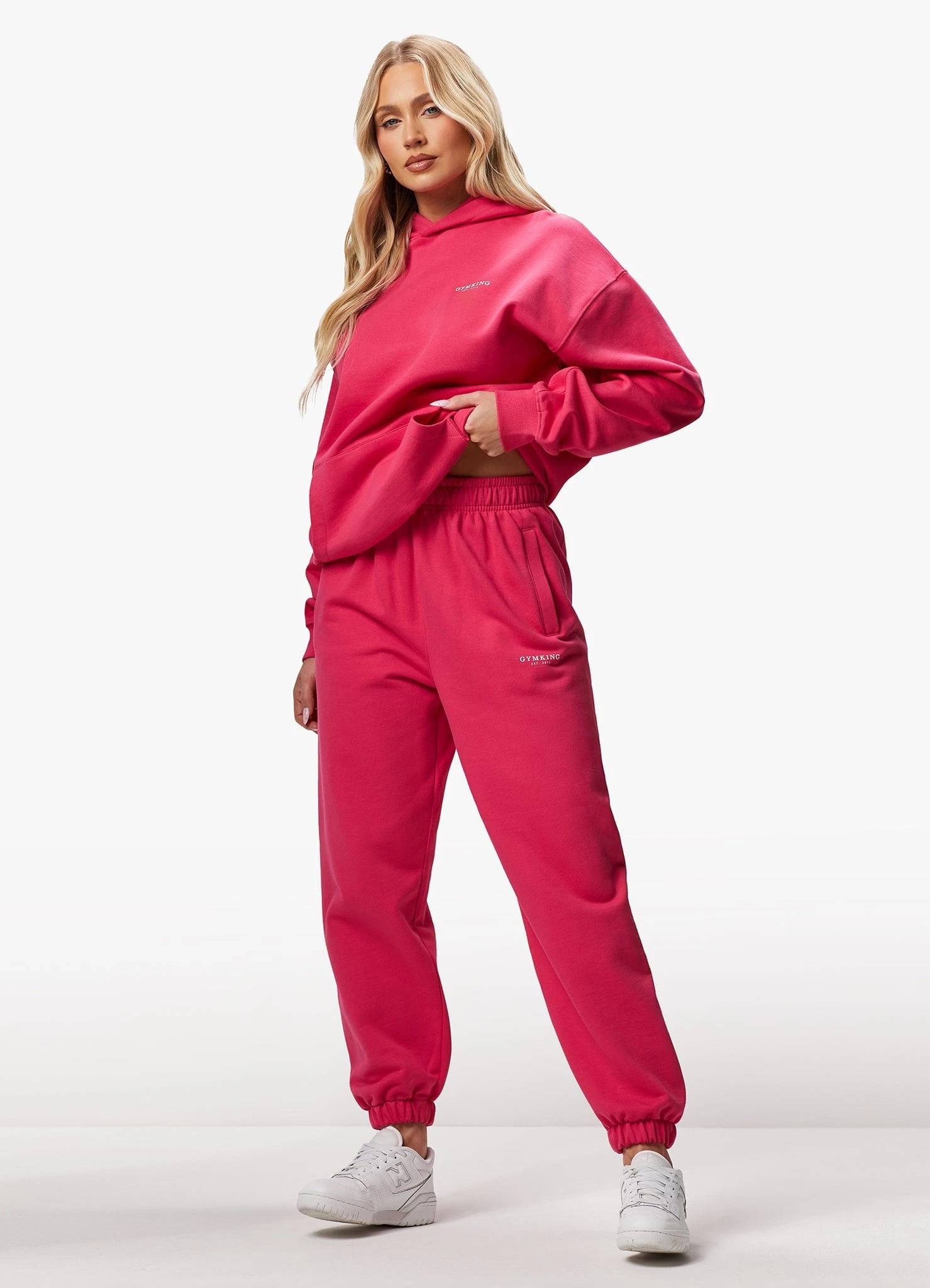 Gym King Established Relaxed Fit Hood - Raspberry Burst - Image 6