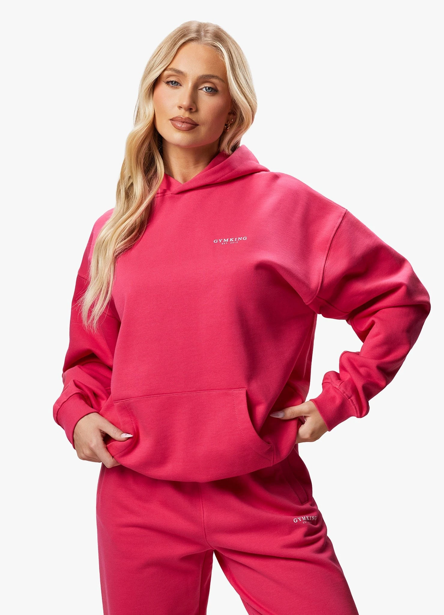 Gym King Established Relaxed Fit Hood - Raspberry Burst