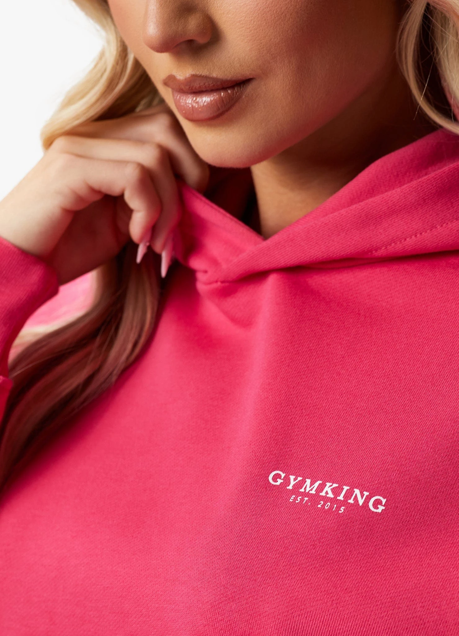 Gym King Established Relaxed Fit Hood - Raspberry Burst - Image 4