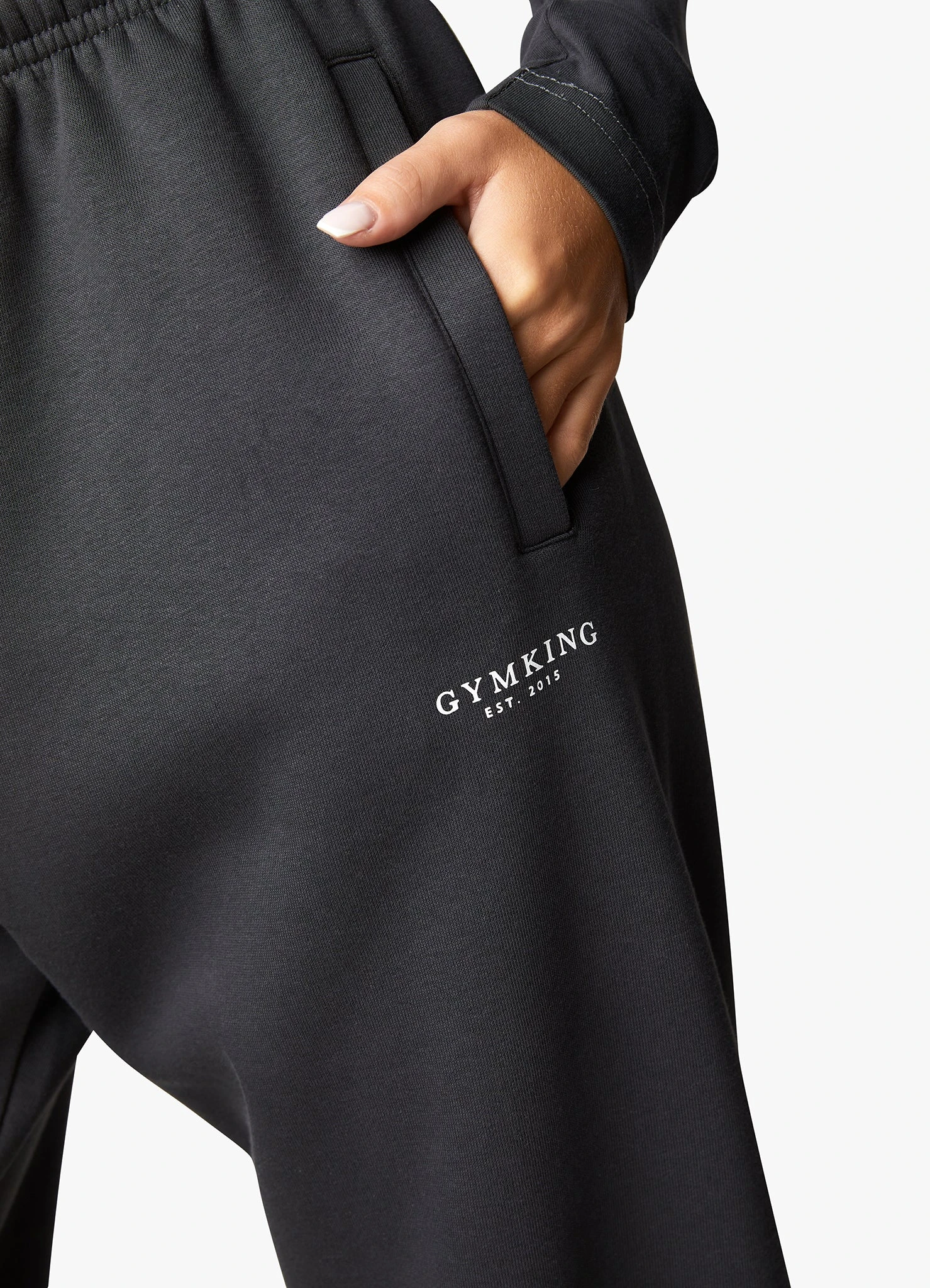 Gym King Established Relaxed Jogger - Dark Pewter/White - Image 12