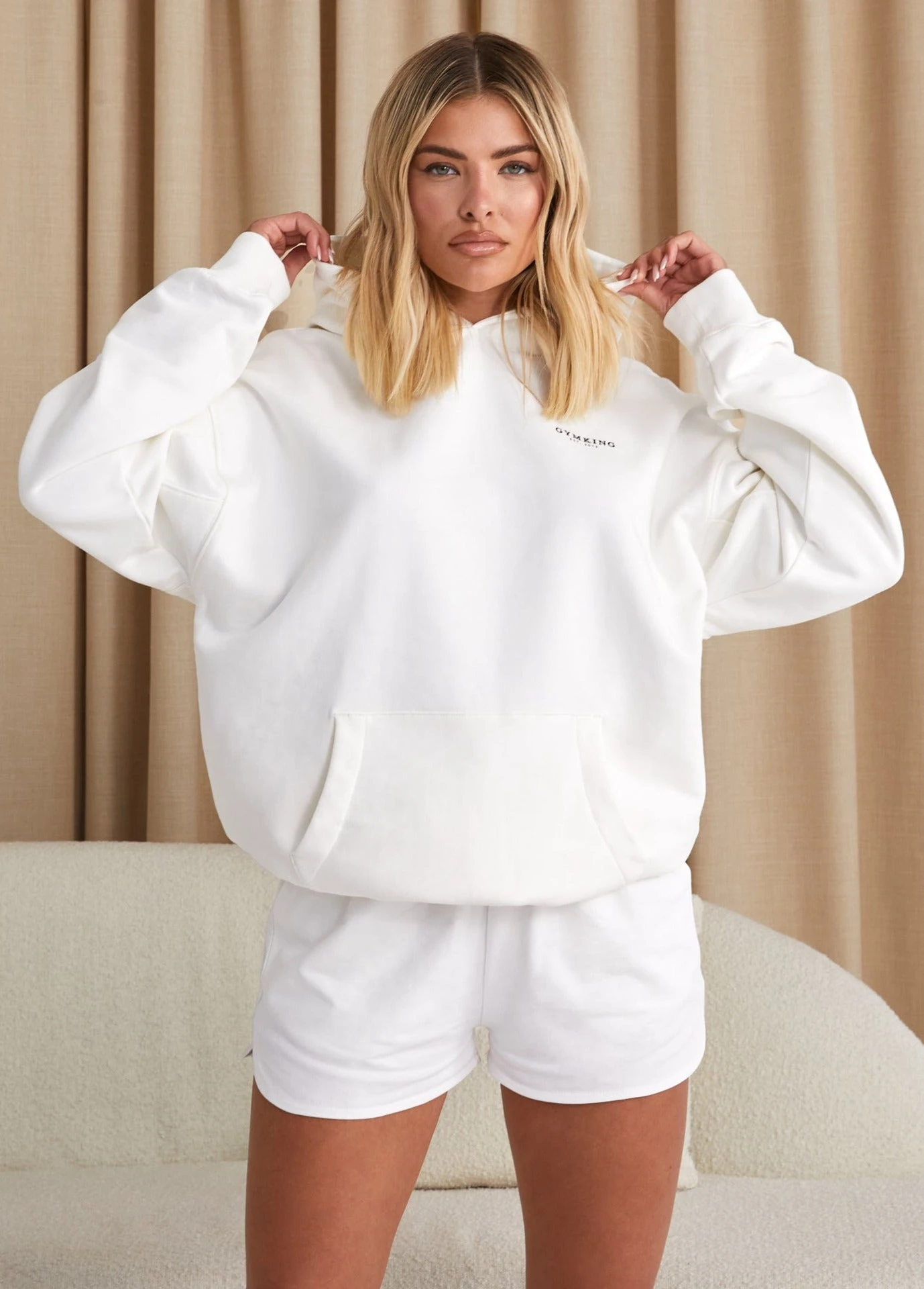 Gym King Established Relaxed Fit Hood - Cream - Image 6