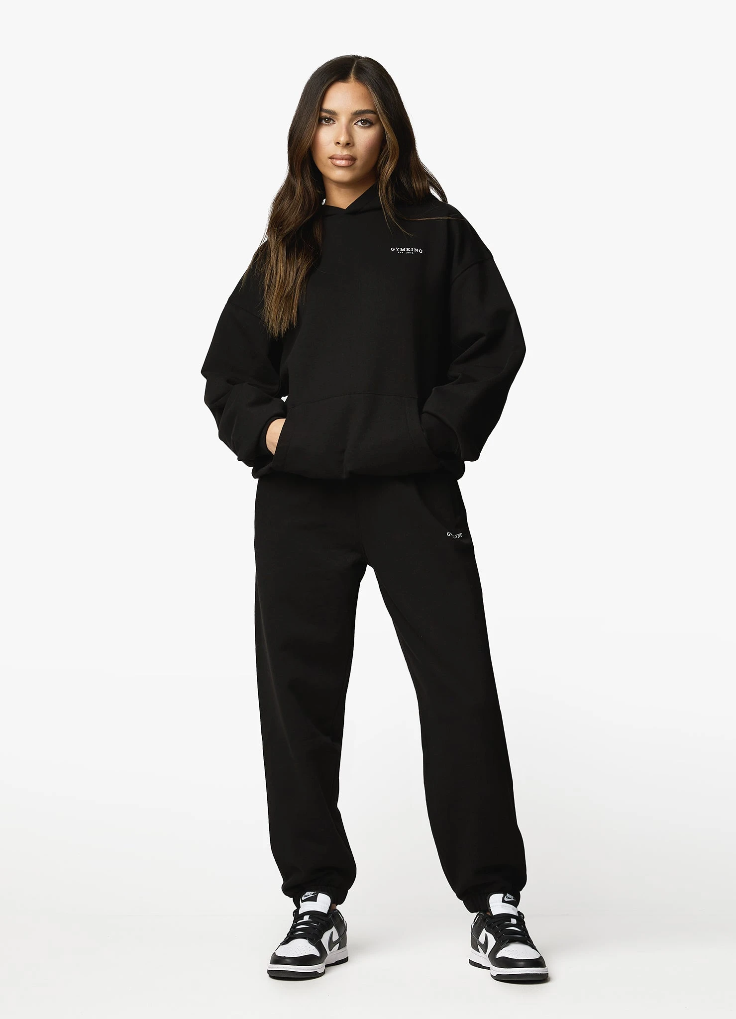 Gym King Established Relaxed Tracksuit - Black/White - Image 6