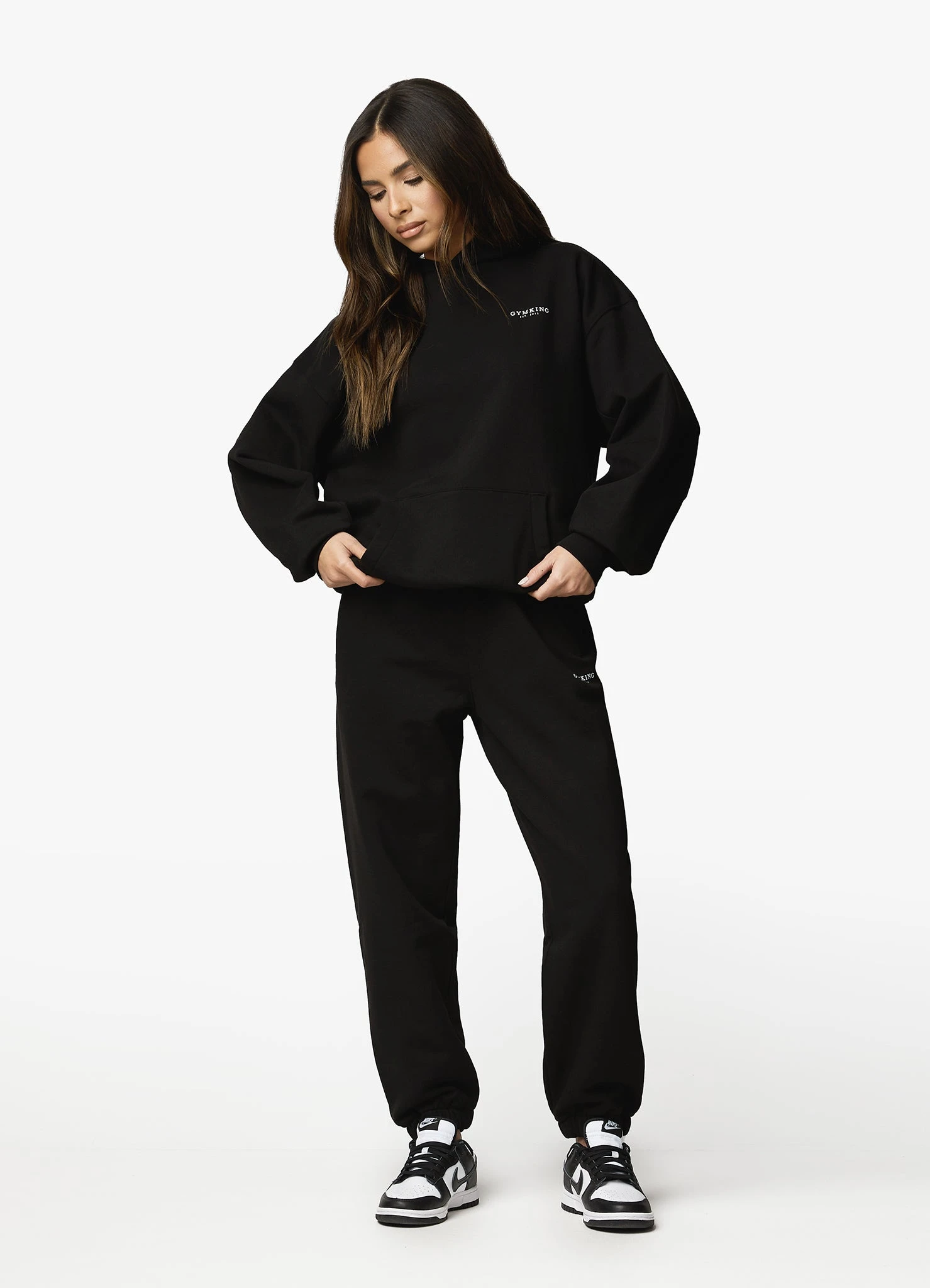 Gym King Established Relaxed Tracksuit - Black/White - Image 3