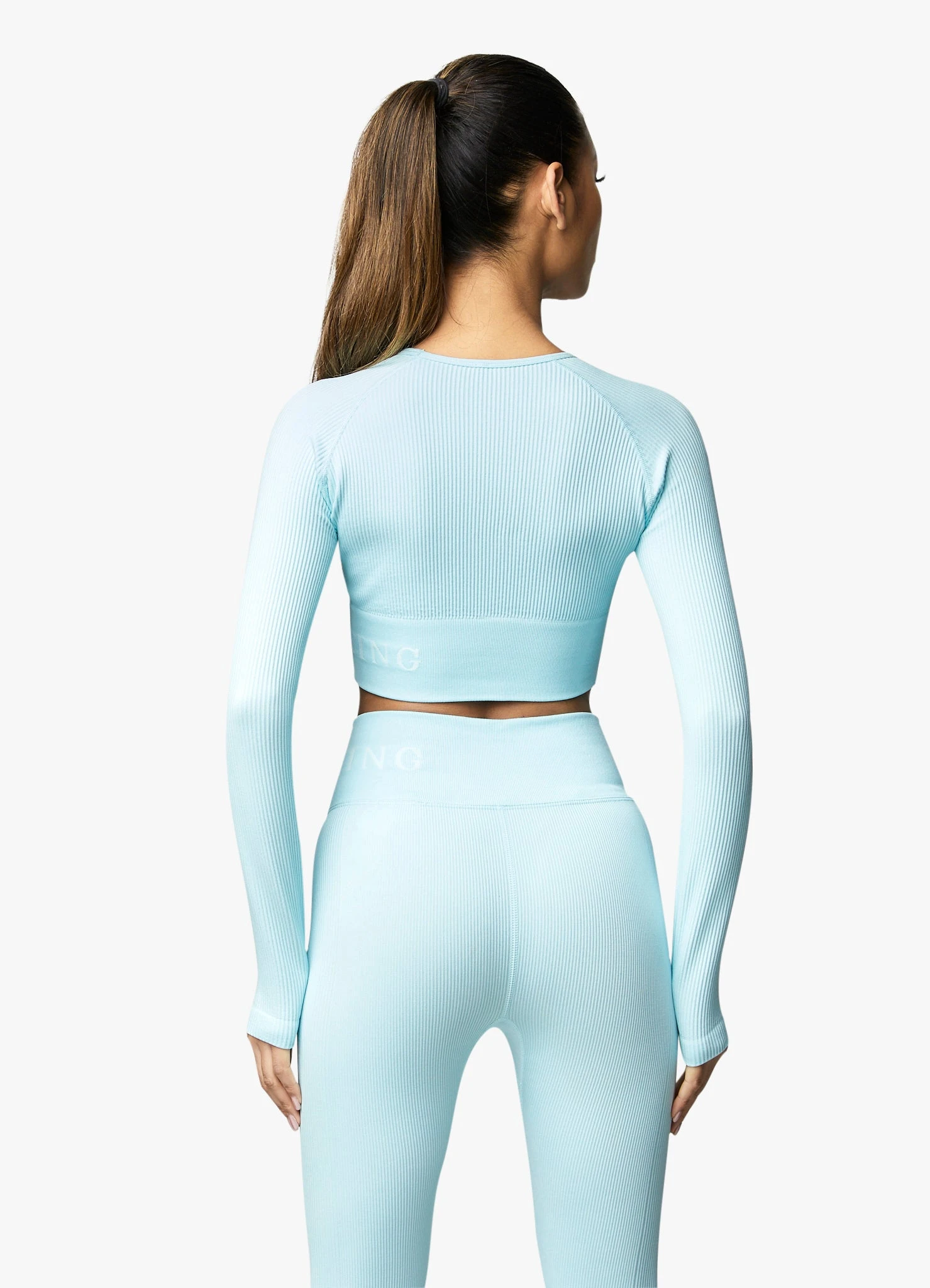 Gym King Formation LS Crop Tee - Aqua Sky - Image 3