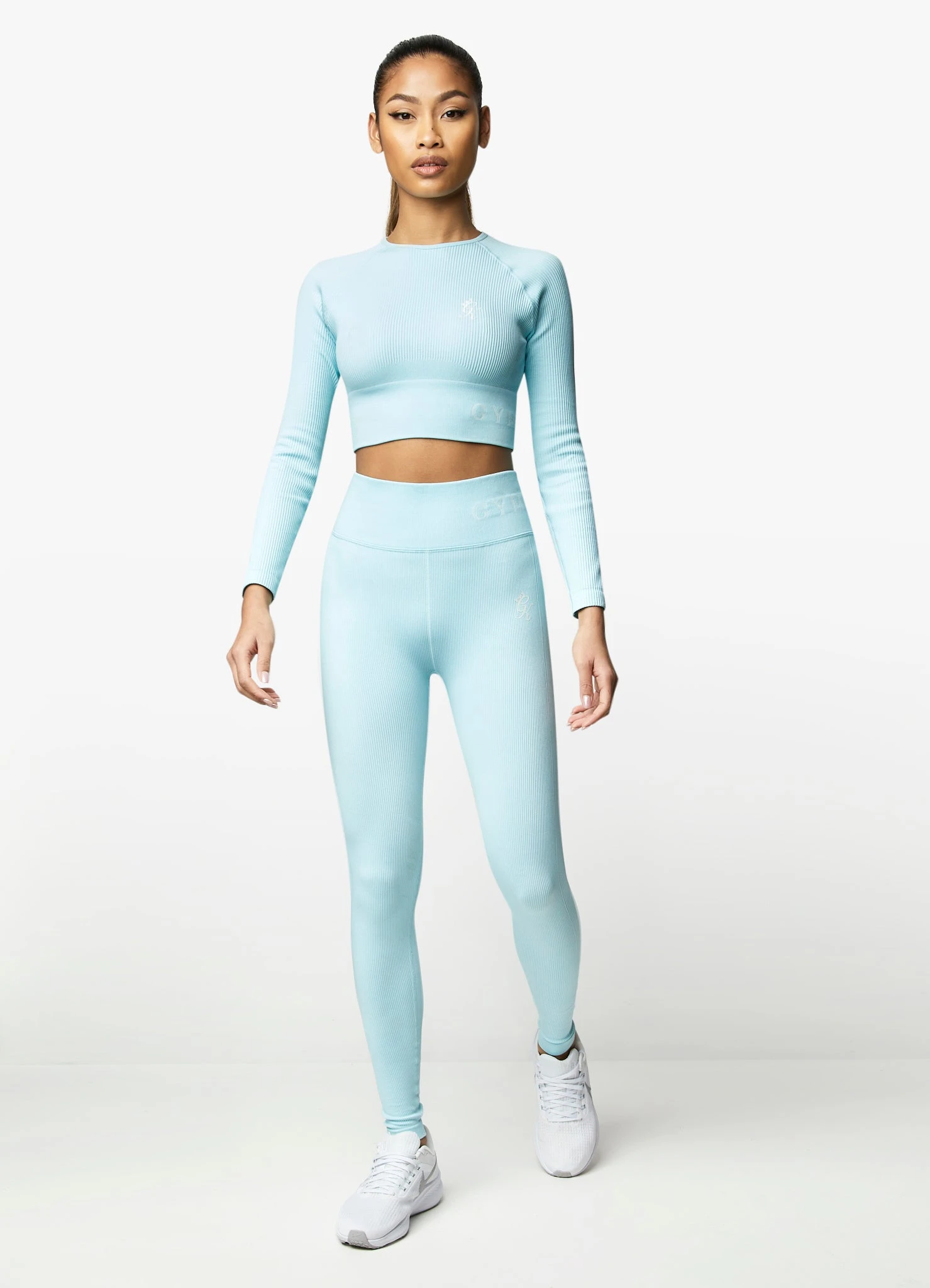 Gym King Formation LS Crop Tee - Aqua Sky - Image 4