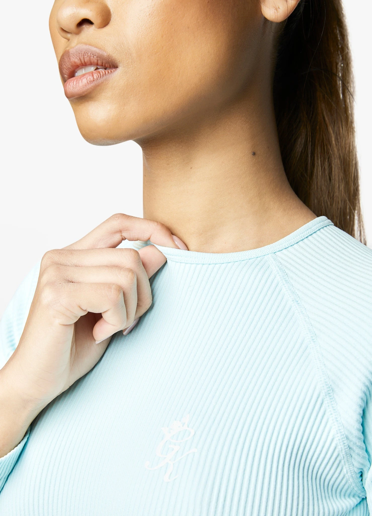 Gym King Formation LS Crop Tee - Aqua Sky - Image 5