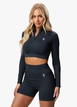 Gym King Formation Rib 1/4 Zip - Deep Slate Blue