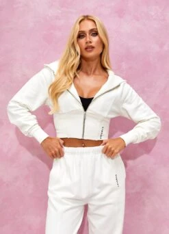 Gym King Malibu Corset Detail FZ Hood - Cream