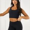 Gym King Peach Luxe Tank - Black Luxe