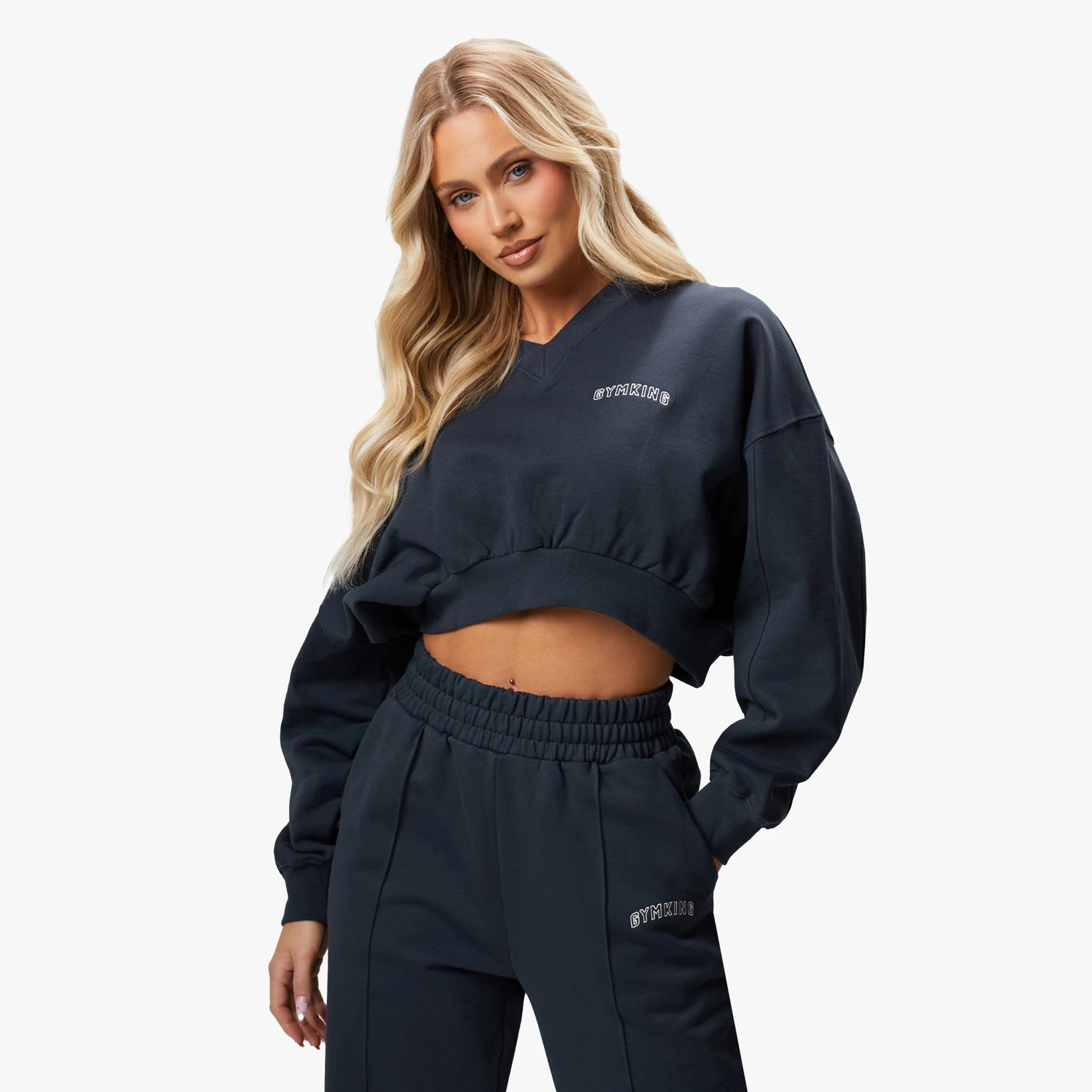 Gym King Refresh V Neck Crew - Deep Slate Blue - Image 2