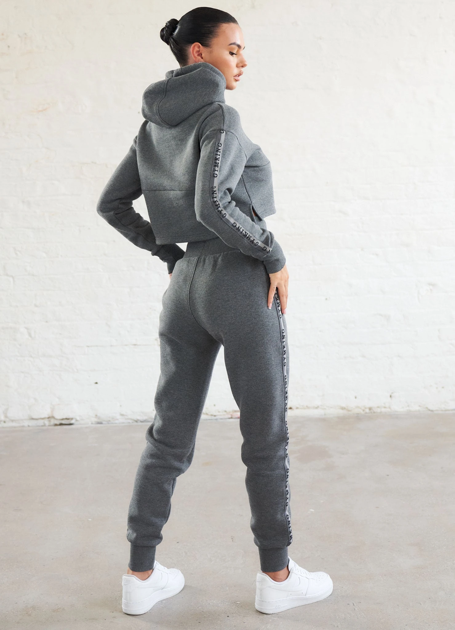 Gym King Results Tape Sky Crop Hood - Mid Grey Marl - Image 7