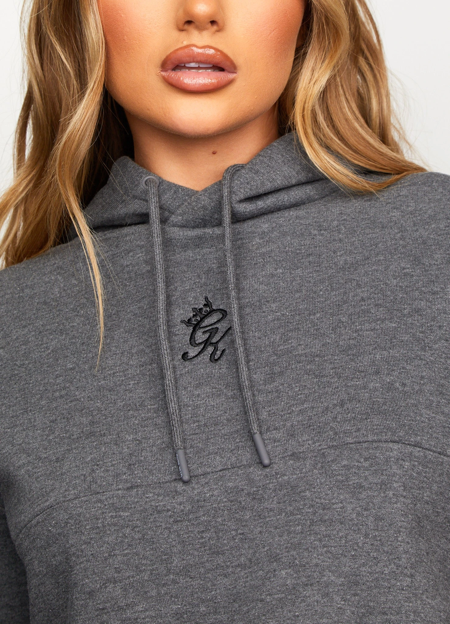 Gym King Results Tape Sky Crop Hood - Mid Grey Marl - Image 5