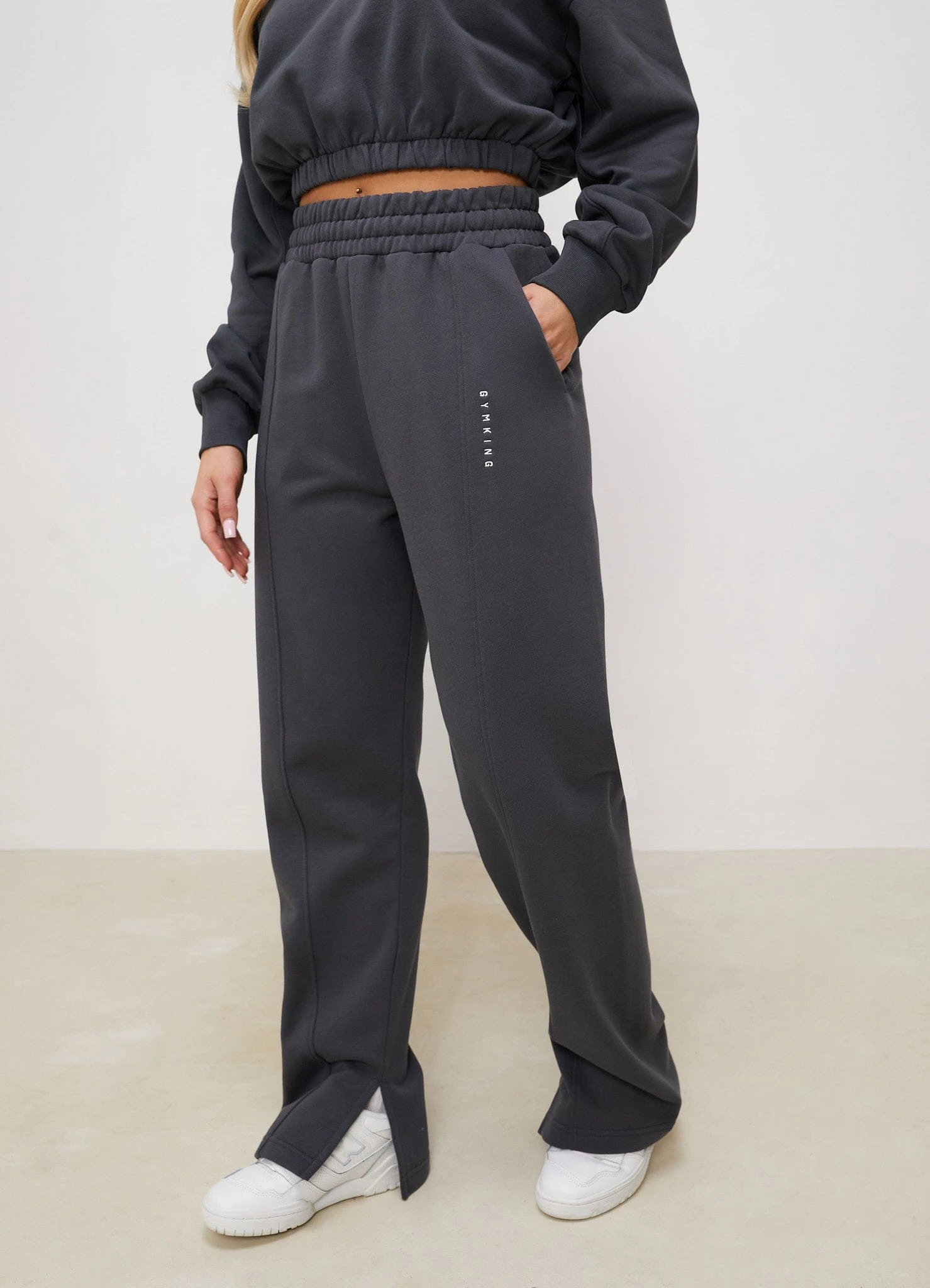 Gym King Shadow Cropped Funnel & Jogger - Shadow Grey - Image 4