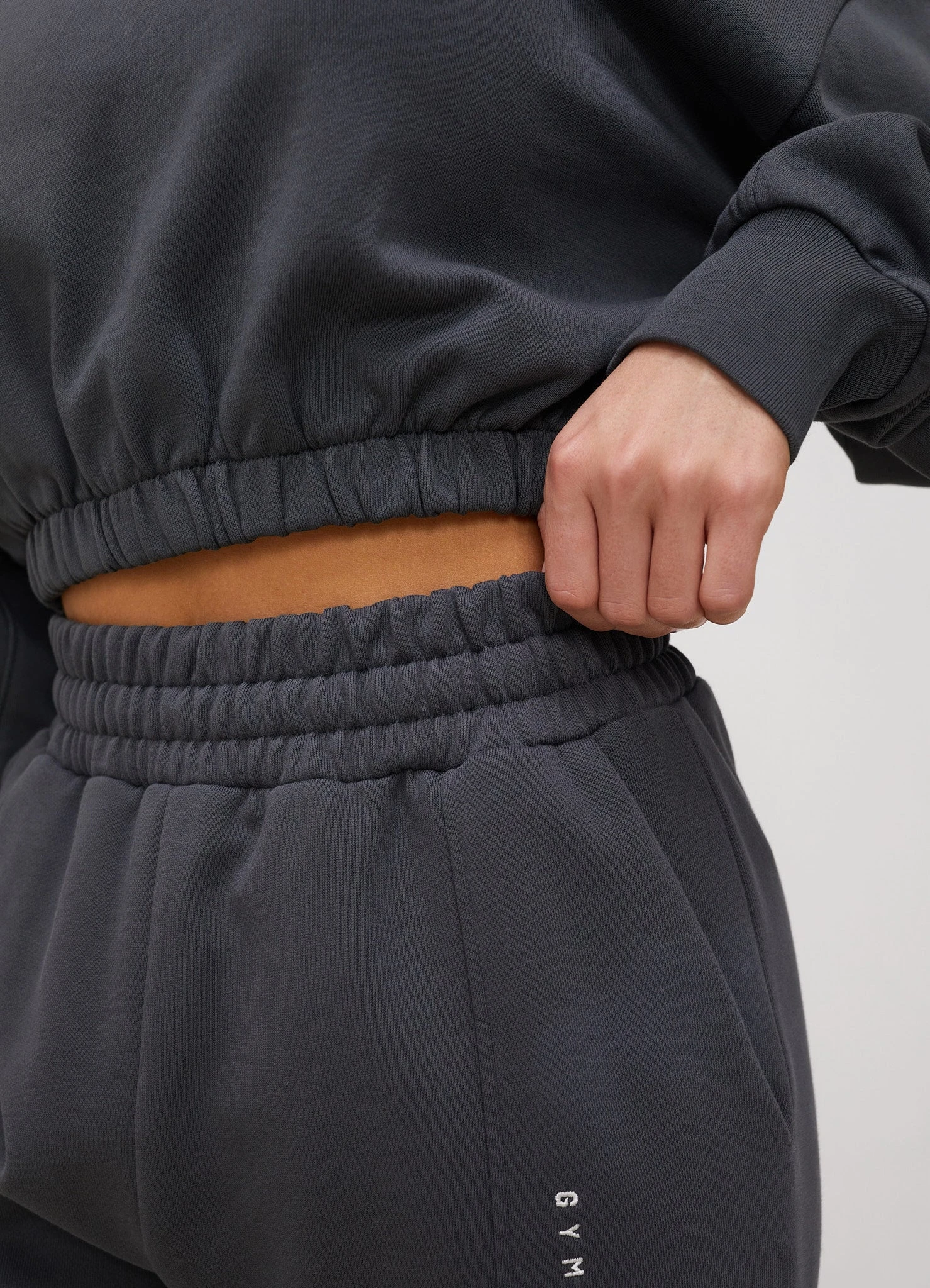 Gym King Shadow Cropped Funnel & Jogger - Shadow Grey - Image 10