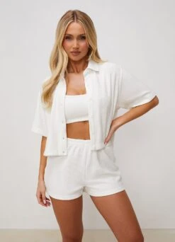 Gym King Signature Rib Crop Shirt - Milk White