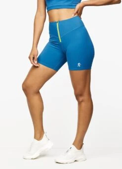 Gym King Stamina Zip Front Cycle Short - Blue Sapphire/Lime