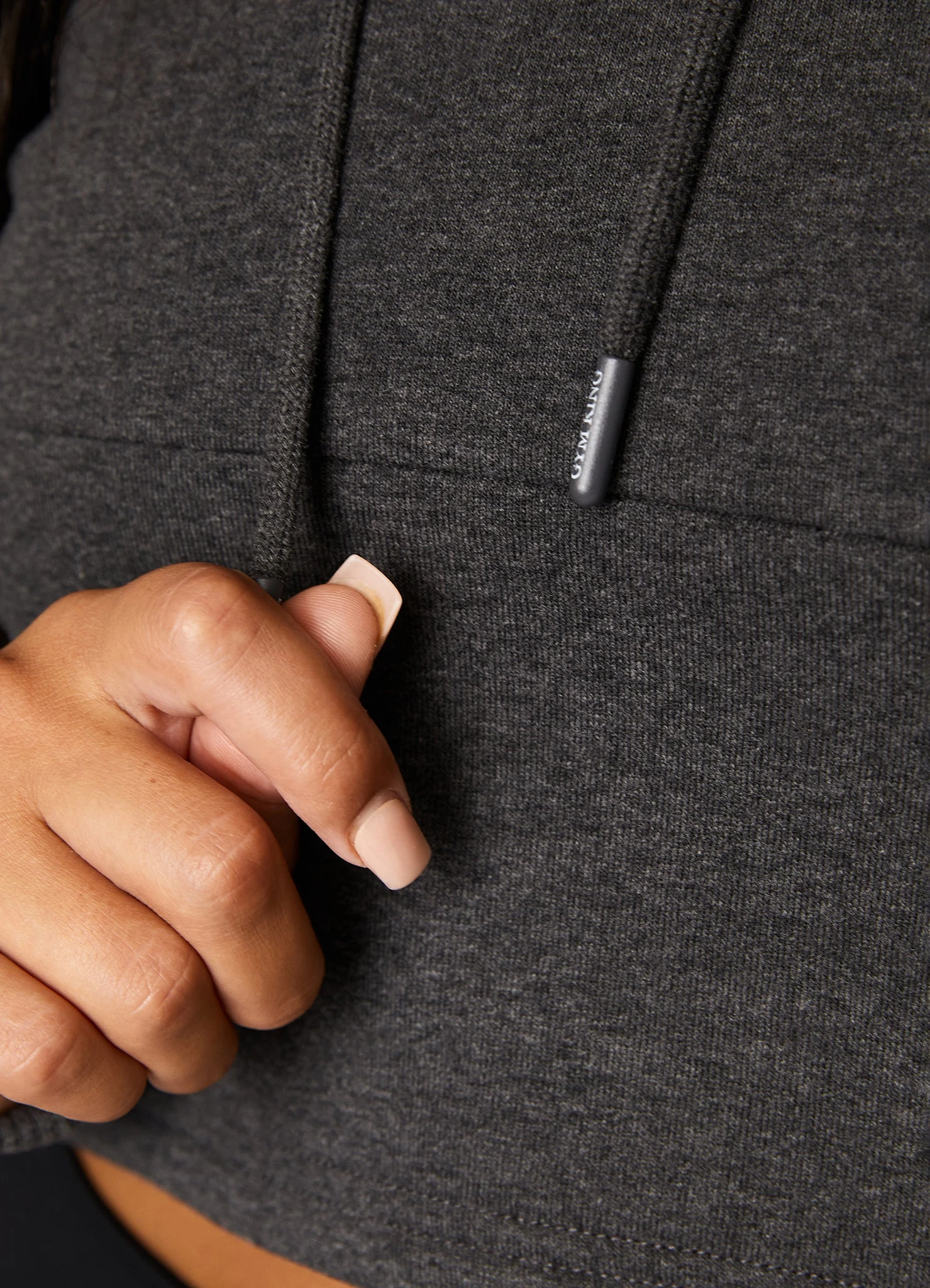 Gym King Sky Fleece Crop Hoodie - Charcoal Marl/White - Image 8