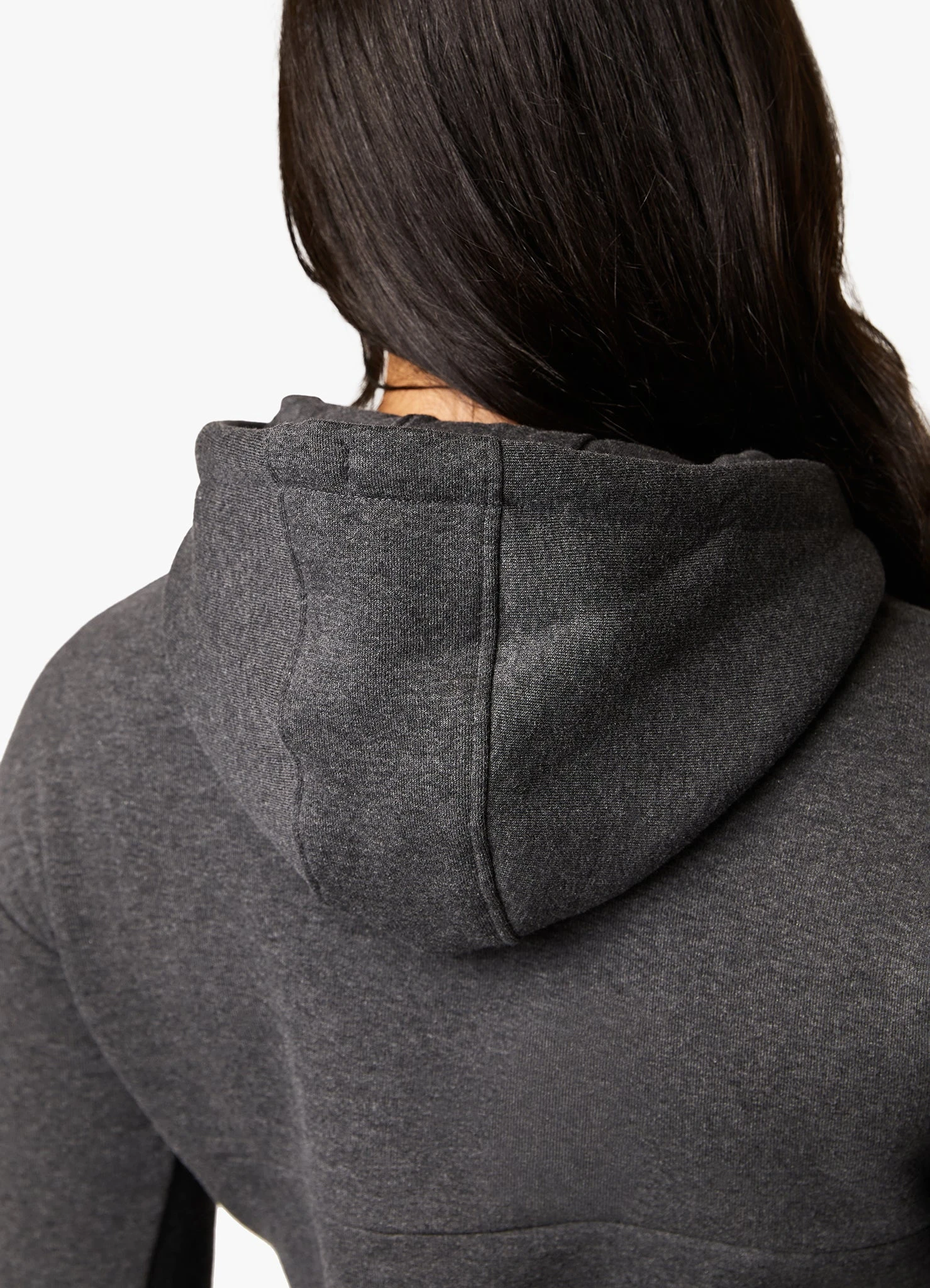 Gym King Sky Fleece Crop Hoodie - Charcoal Marl/White - Image 11
