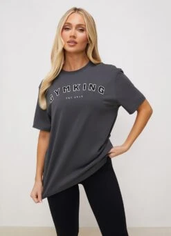 Gym King Shadow Boyfriend Tee - Shadow Grey