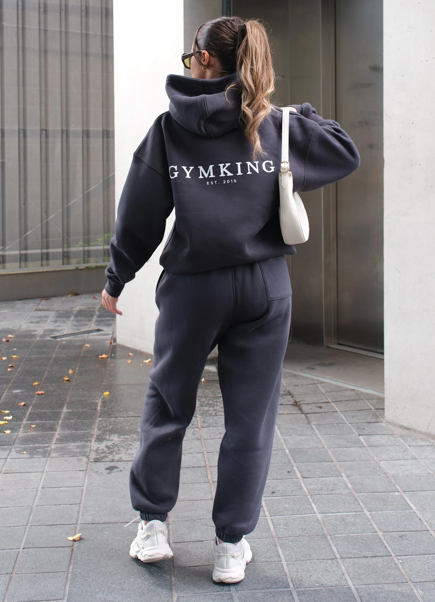 Gym King Established Relaxed Jogger - Dark Pewter/White - Image 3