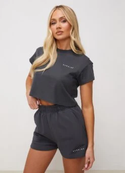 Gym King Shadow Cropped Tee - Shadow Grey